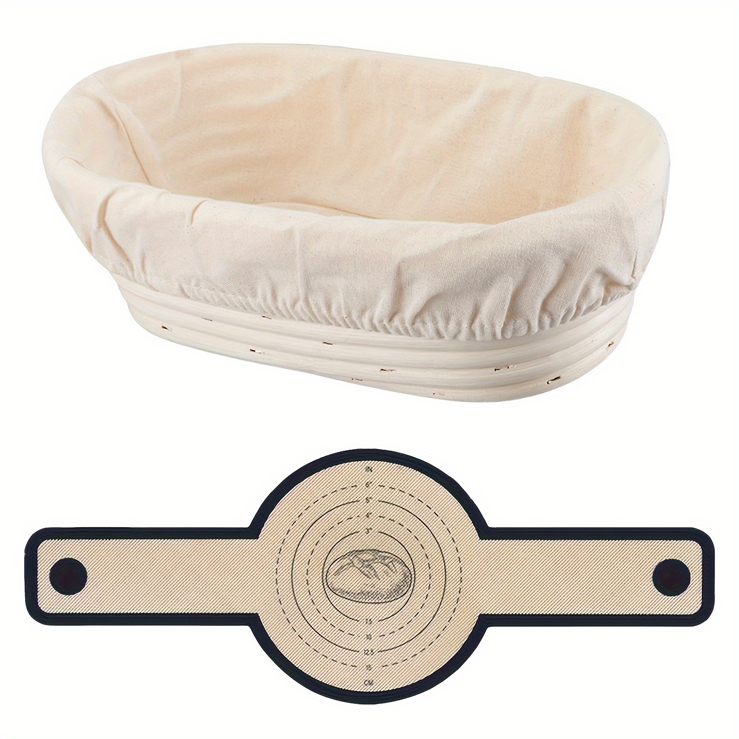 Bohemian Proofing Basket Set - 2pcs, Round & Oval Rattan Sourdough Bowls With Silicone Liner For Dutch Oven - Food-safe Kitchen & Dining Accessories