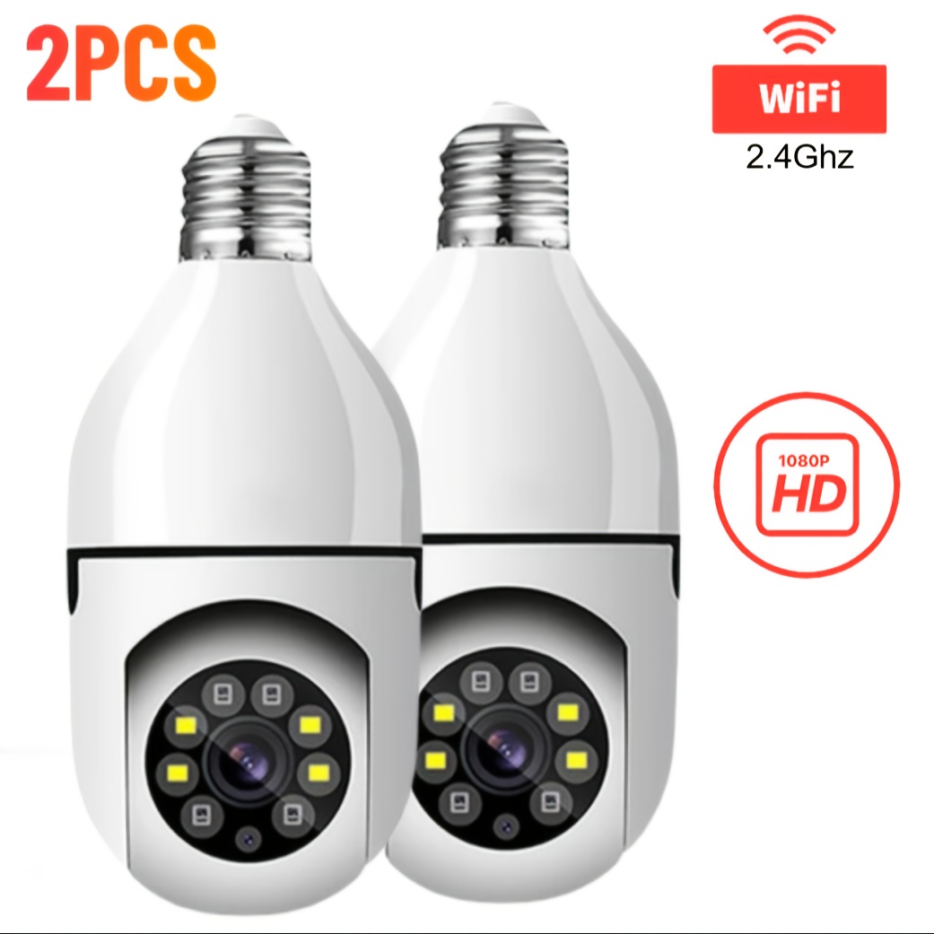 1 2pc 3mp light bulb camera 2 4ghz wifi 1080p wireless surveillance camera with     two way   detection 360 pan tilt for  
