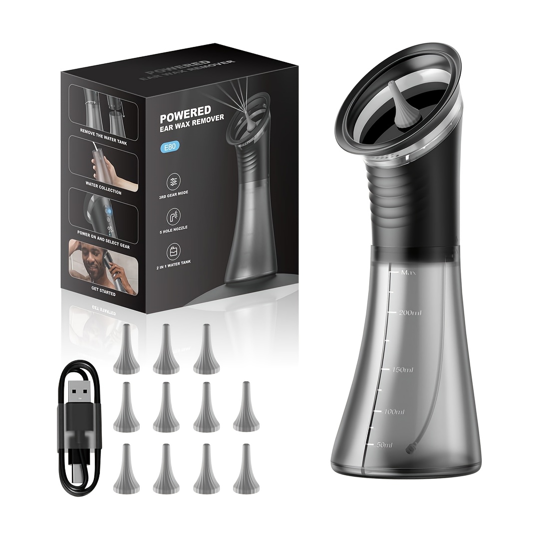 Professional Ear Wax Remover: Dual-chamber Isolation Tech, 3-mode , 11 Tips With Warm Water & Waste Tank, Usb-c