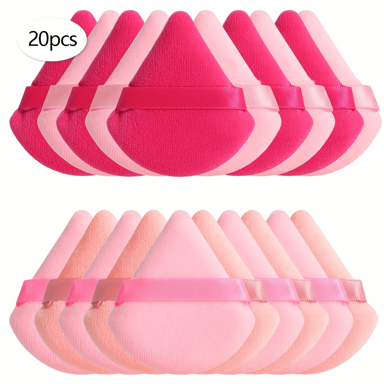 TEMU Großer dreieckiger Make-up-Puderquast, 20-40 Stück, zum Tupfen von Puder für ein makelloses Finish. Verwenden Sie die Ränder oder Spitzen für an