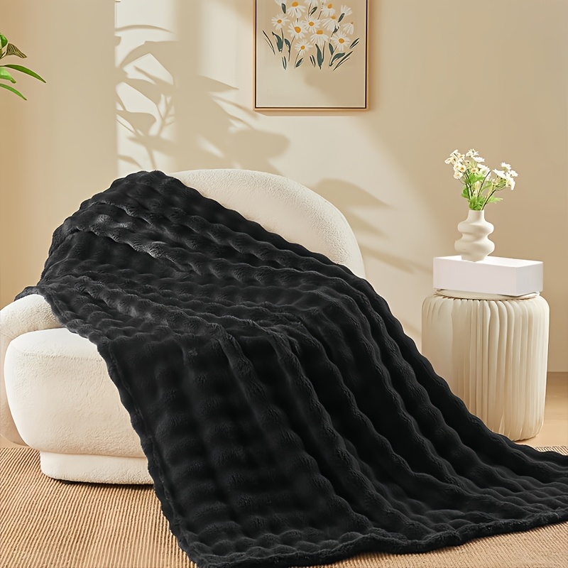 luxury ultra soft 3 d bubble fleece blanket couch - Temu Canada