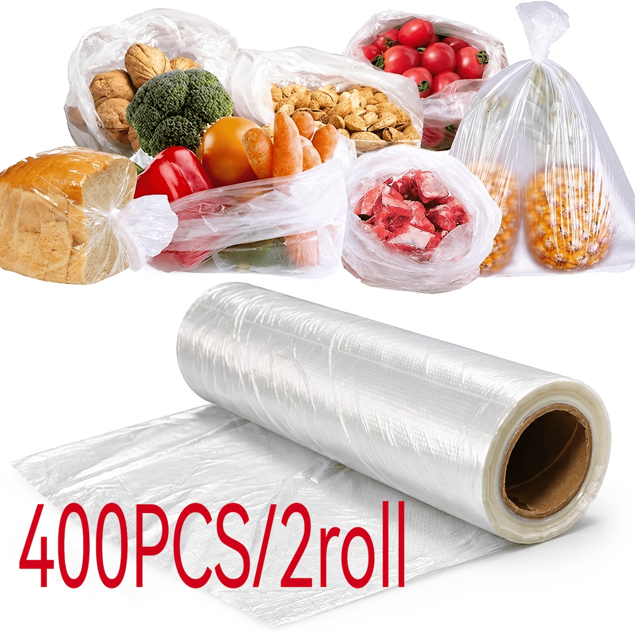 400 Disposable Food Storage Bags-ideal For Keeping Supermarkets And Stores, For Camping Picnics