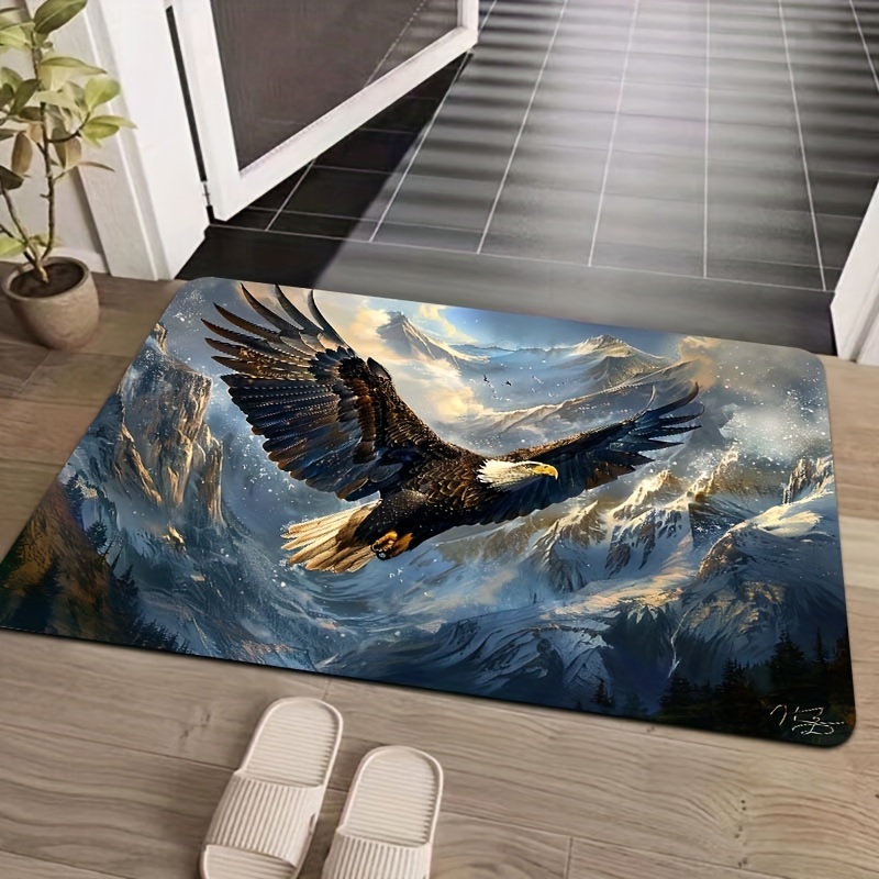 

Eagle Wings Decorative Carpet, 8mm , Machine Washable Polyester Mat For Kitchen, Living Room, Bedroom, And Entrance - Rectangular Indoor Floor Rug, Door Mat, Carpet Decoration