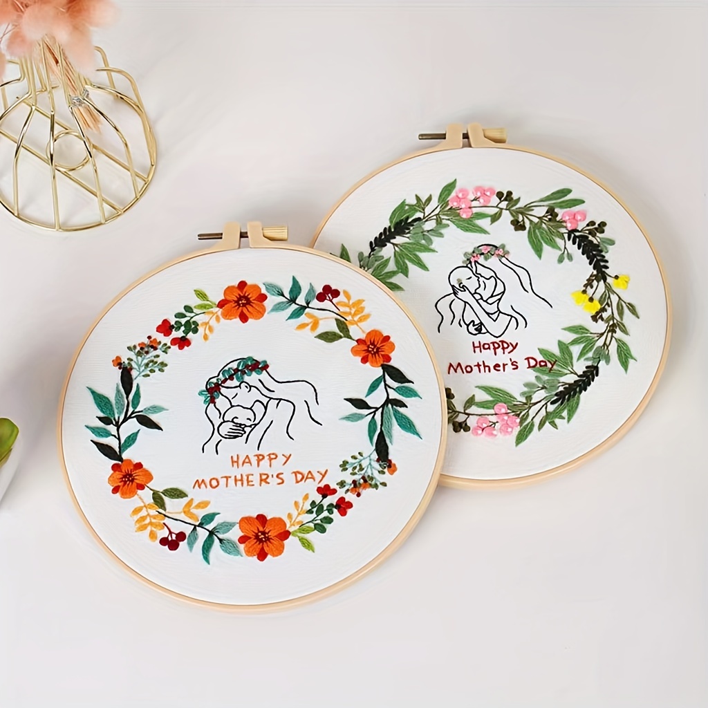 Mom Love Embroidery Kit Diy Starter Embroidery Set Patterns - Temu