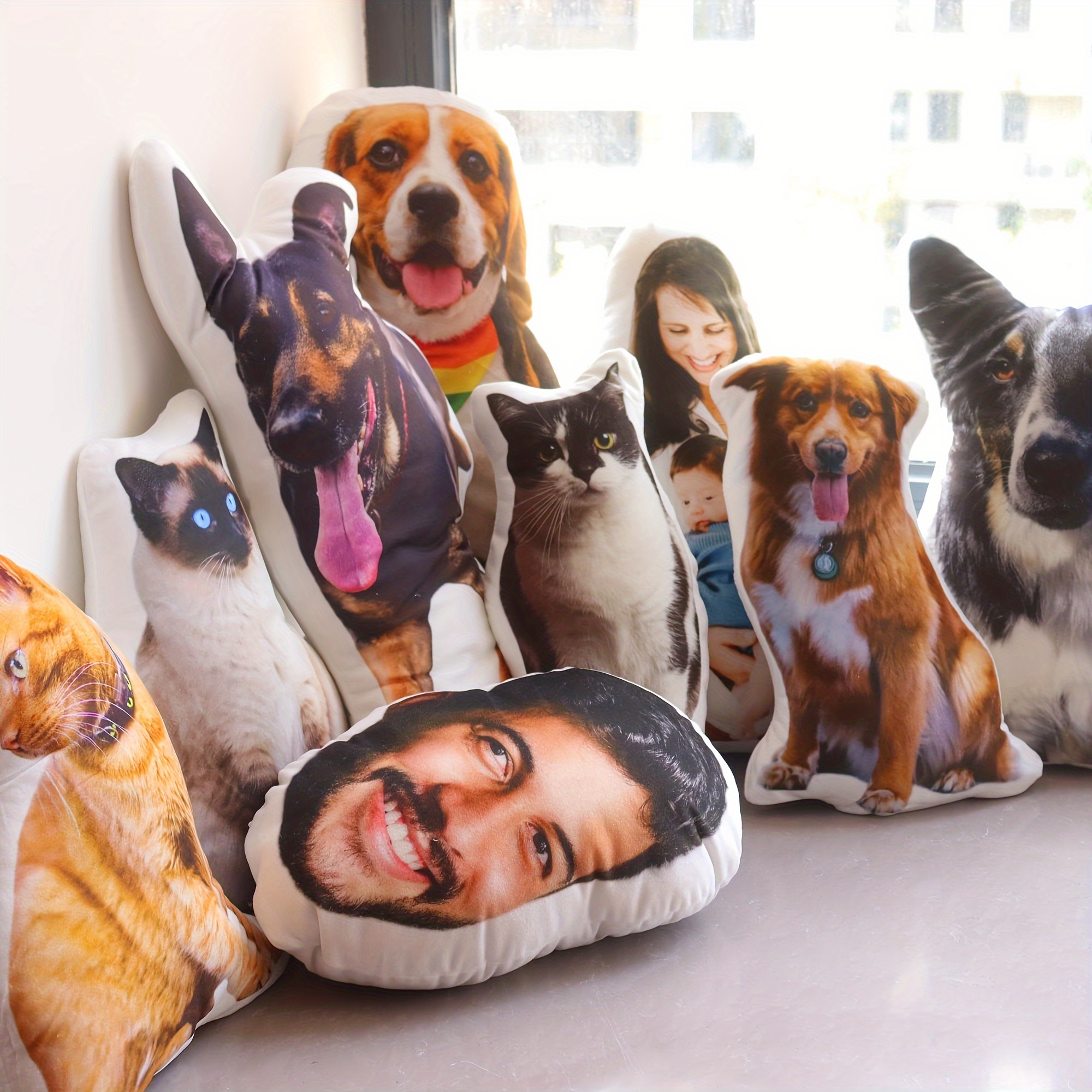 Custom Pet Photo Pillow - Double-Sided, Unique Shape - Personalized &quot;Your Pet&quot; Soft PP Cotton Cushion with Your Pet&#39;S Face - Ideal for Living Room, Bedroom, or Car Decor - Perfect Memorial Gift for Your Beloved Pet, Pet Memorial Pillow|Custom Pet Design|Durable Plush Pillow, Dog Pillow