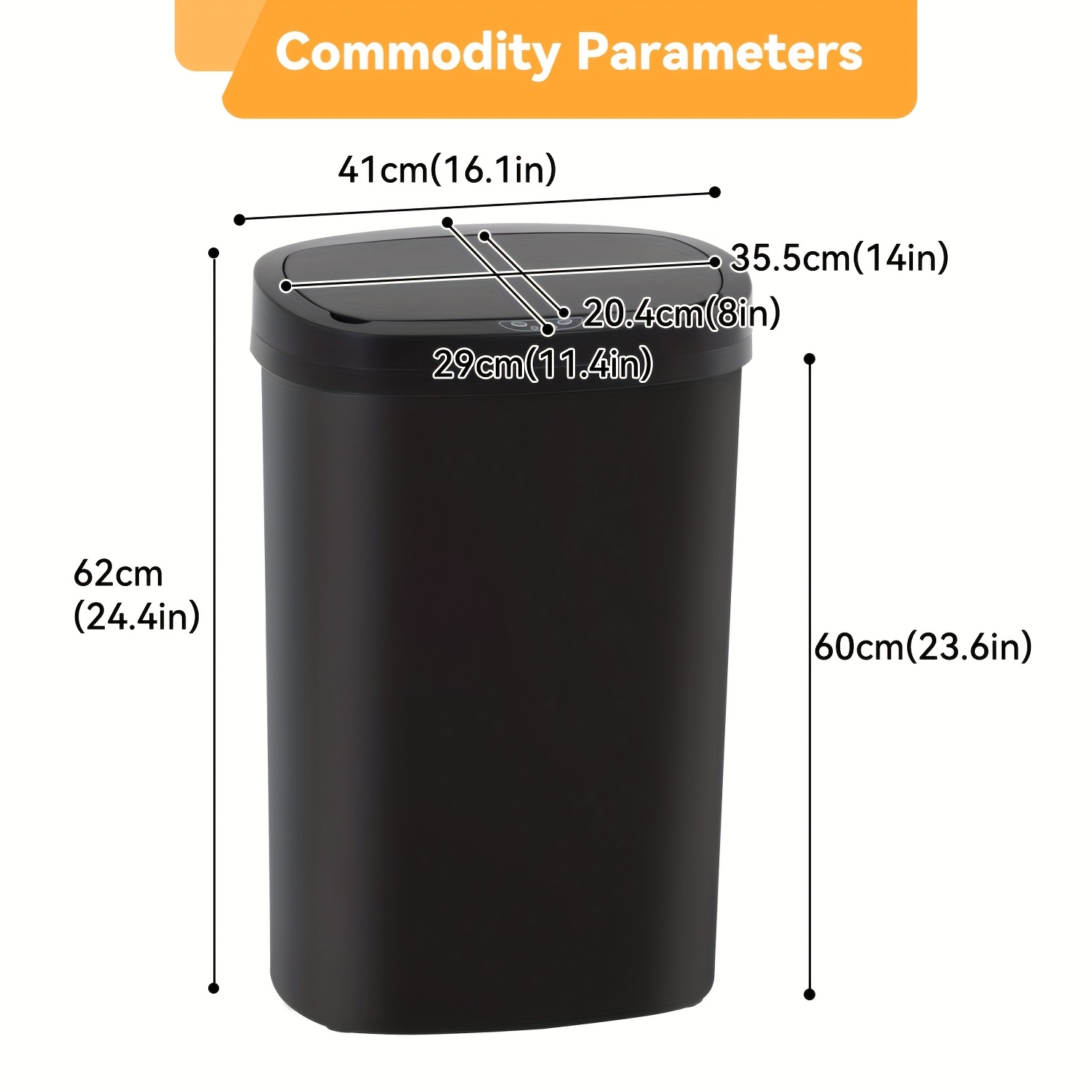 TEMU 13 Gallon Trash Can Kitchen Waste Bin 50l, Automatic Touchless Motion Sensor, For Office Bedroom Living Room Trash Can