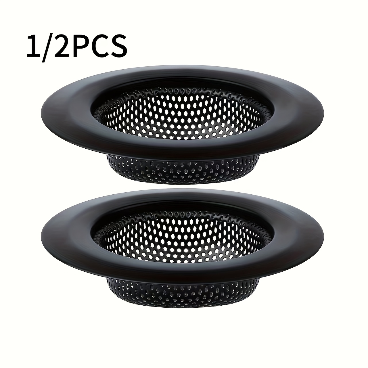 

1/2pcs Kitchen Sink Strainer, Stainless Steel Sink Drain Strainer, Dishwasher Safe, Black