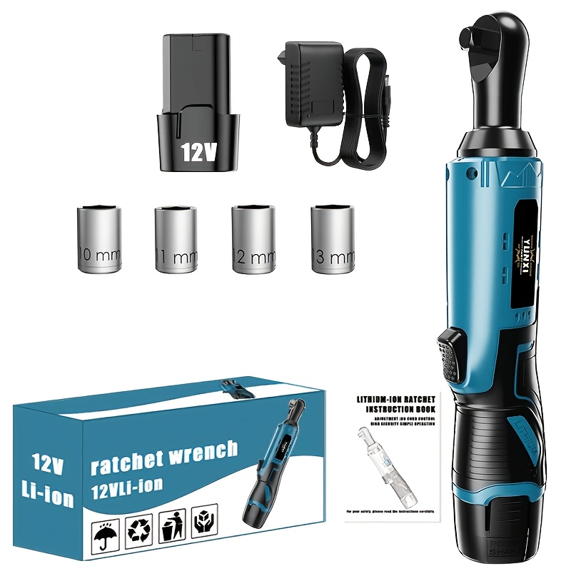 Image of Cordless Electric Lithium Battery Ratchet Wrench, Rechargeable Lithium Battery, Optional Additions, Very Suitable For Car Maintenance And Construction, For Mechanics And , No Charger Included