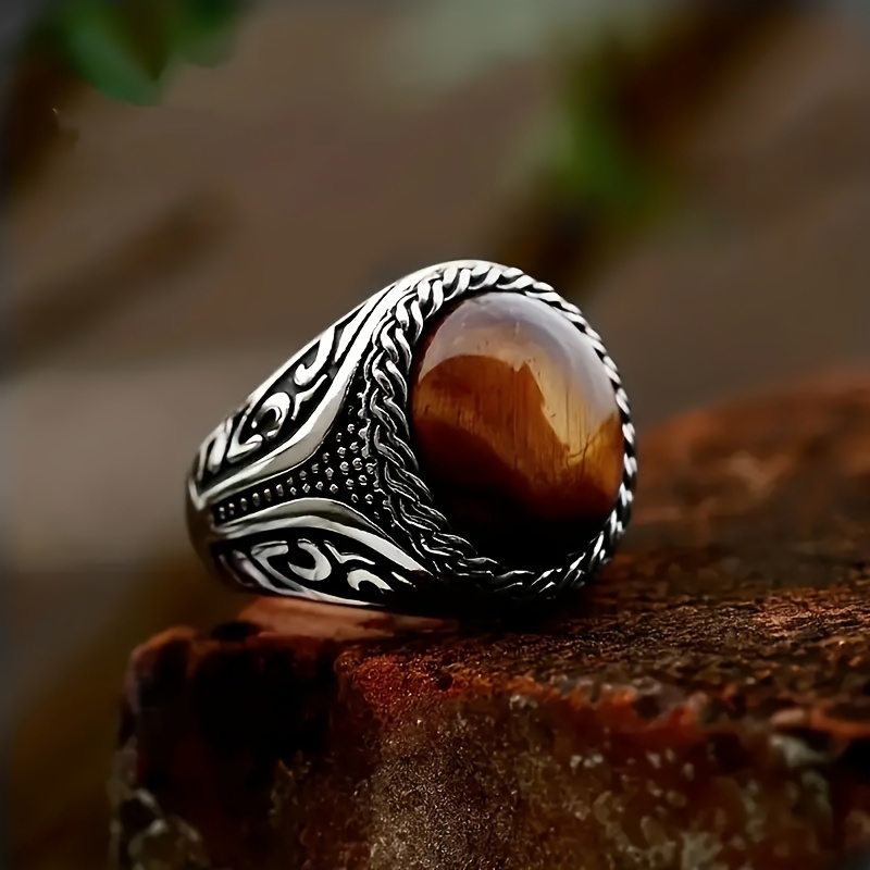 Bronze Plated Adjustable Ring with hotsell Cat Eye Stone Bead