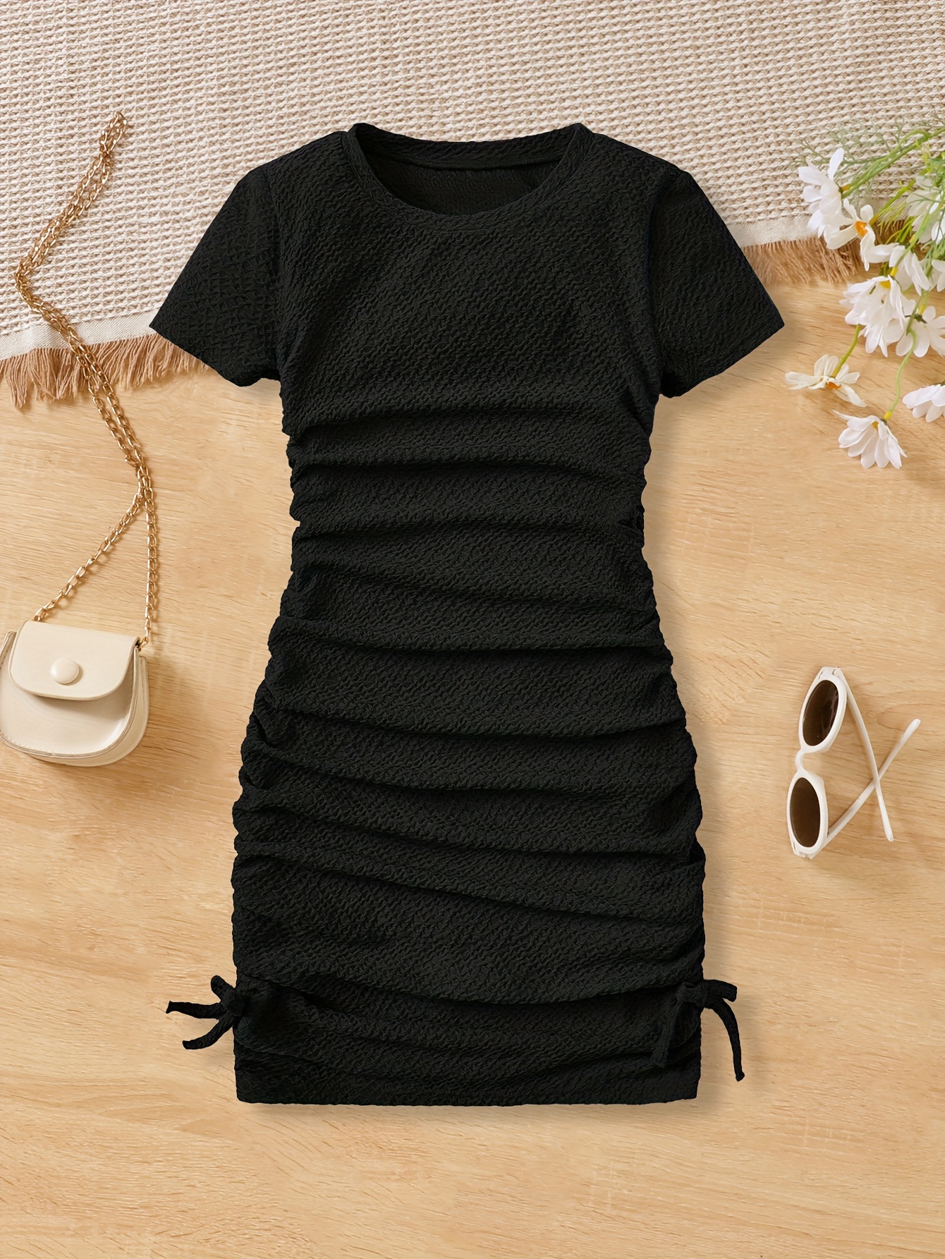 Black Short Dresses For 12 Year Olds Elegant Girls Solid Black