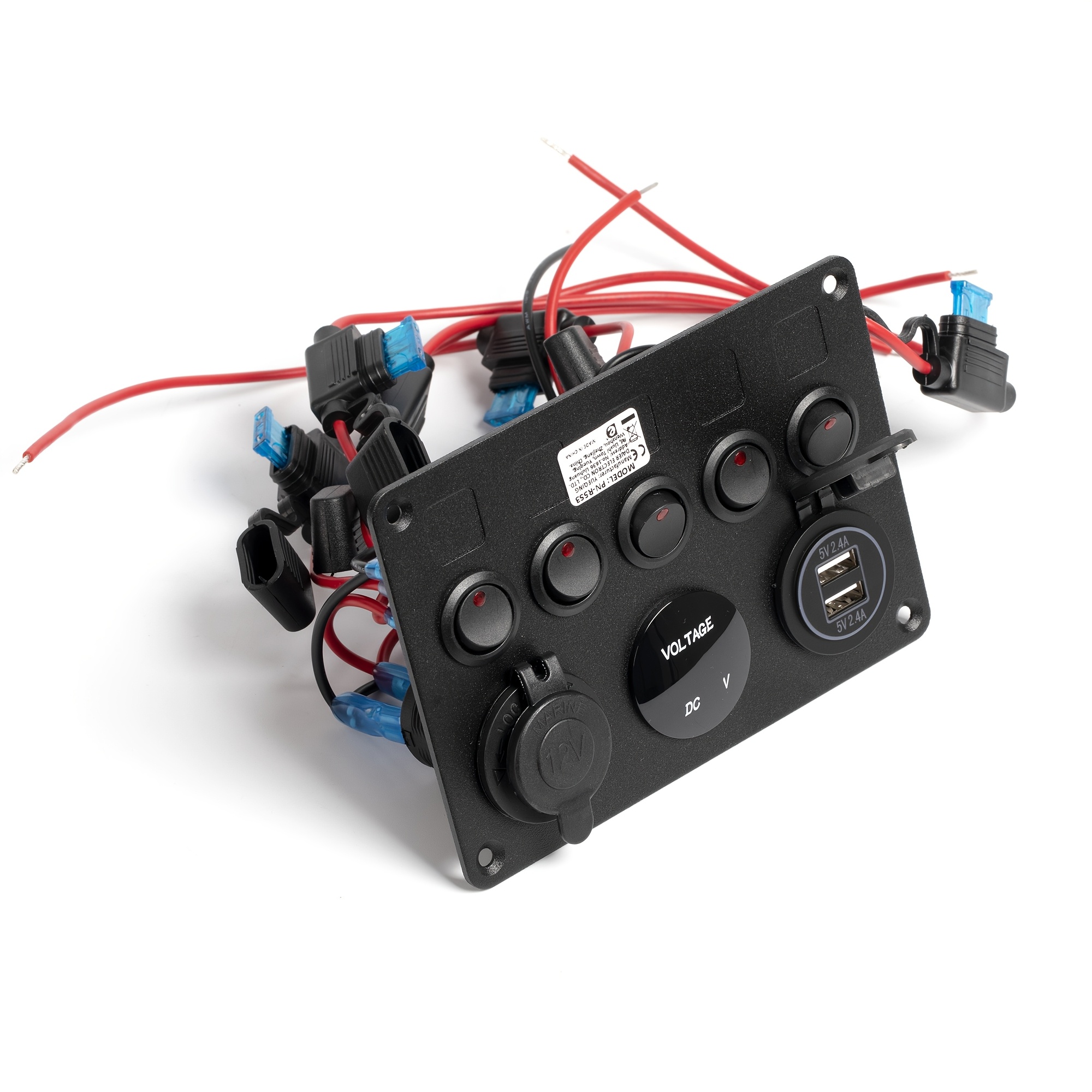 5 Gang Rocker Switch Panel Marine Switch Panel with USB Socket