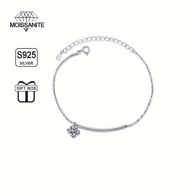 

S925 Sterling Silver Moissanite Pendant 18k Gold Plated Anklet Luxury Classic Trendy Anklet Suitable For Daily Wearing, Dating Party Vacation Banquet Festival Mother's Day Jewelry Gifts With Gift Box