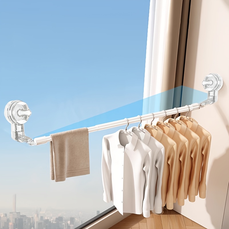 Extendable suction cup towel rack, wall-mounted stainless steel bathroom  towel rack, no-drill design, suitable for tiles and glass doors, slip-*