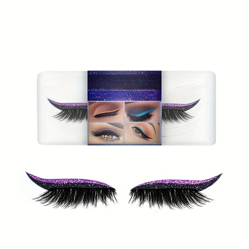 

[popular ] Glitter Self-adhesive False Eyelashes Set - Waterproof Needed Parties & Stage Makeup