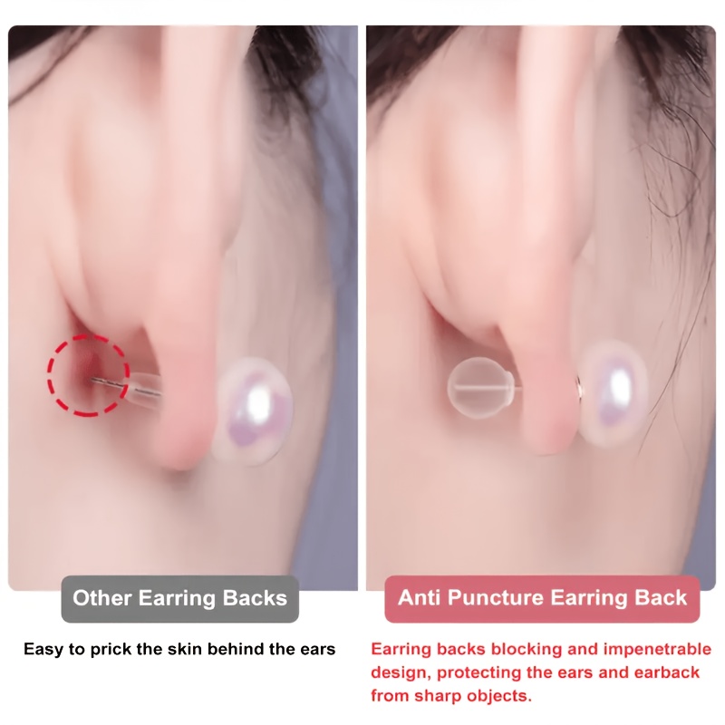 30pcs Comfortable Silicone Ear Stud Backings, Transparent Round Bulb-Shaped Plugs