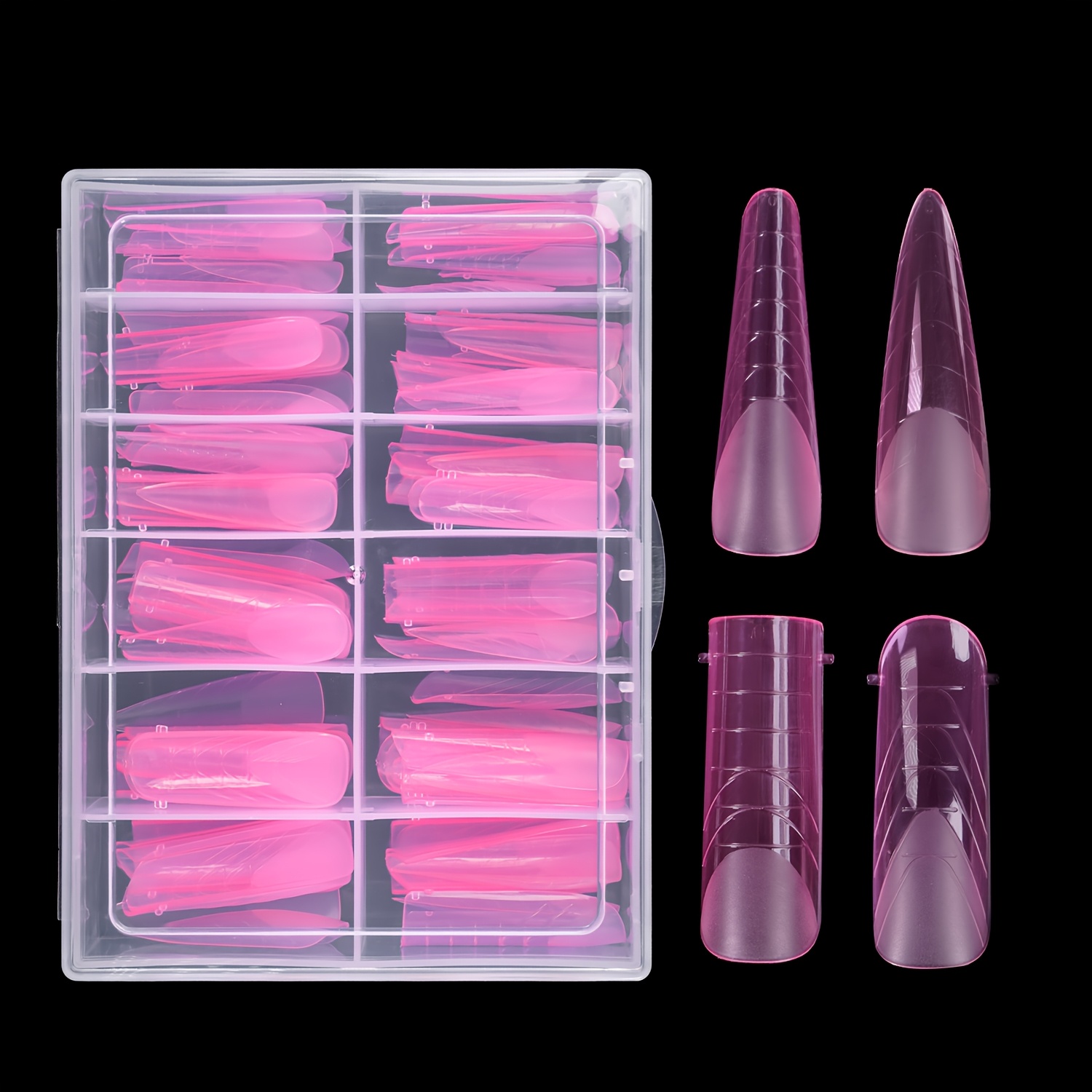 96pcs Clear Matte Dual Nail Forms Kit Full Cover Nail Mold Tips Acrylic Nail Extension Tools 4 Styles 12 Sizes Scale For Salon Nail