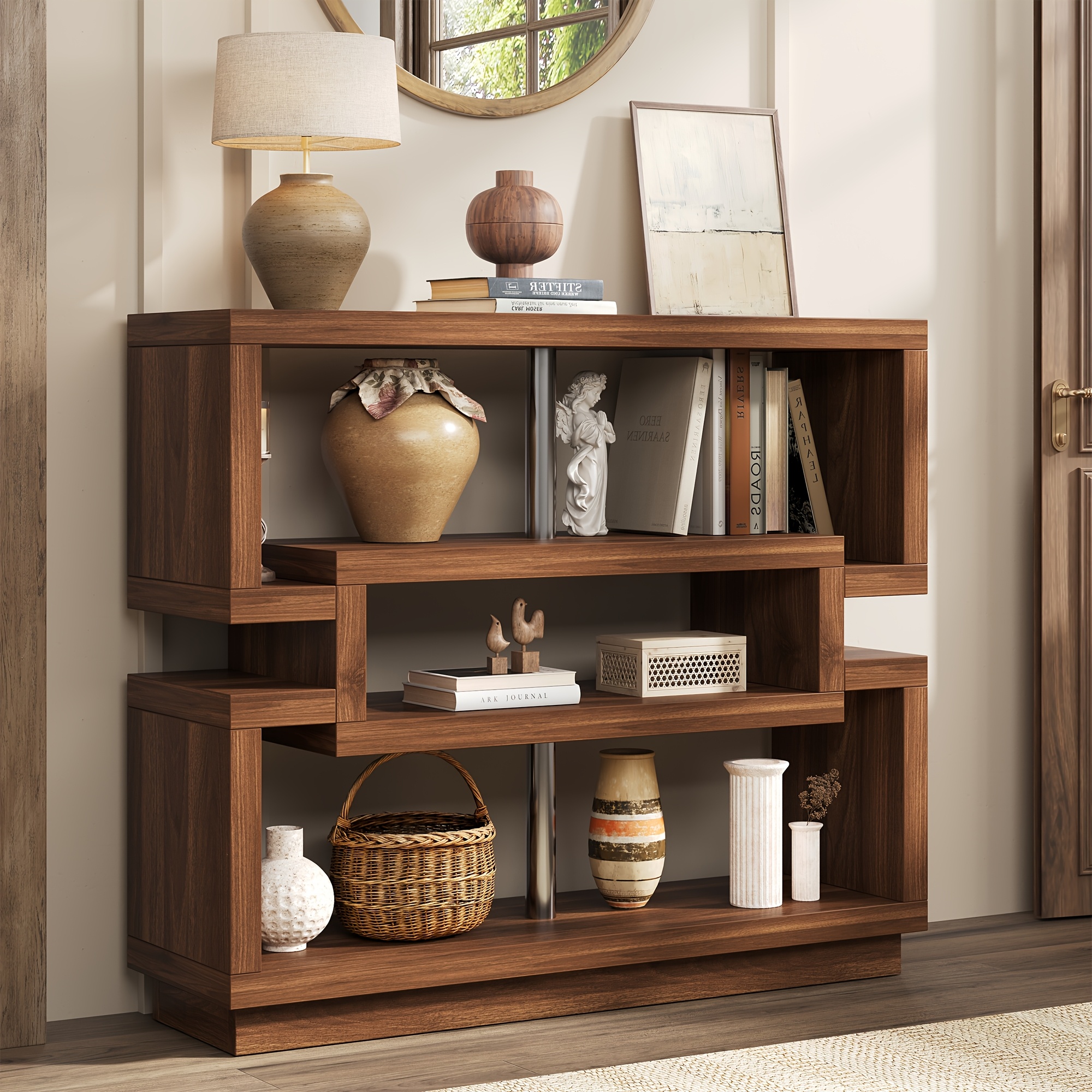 VISOUD 40" Farmhouse 4-Tier Sofa Table - Narrow Wood Accent Table
