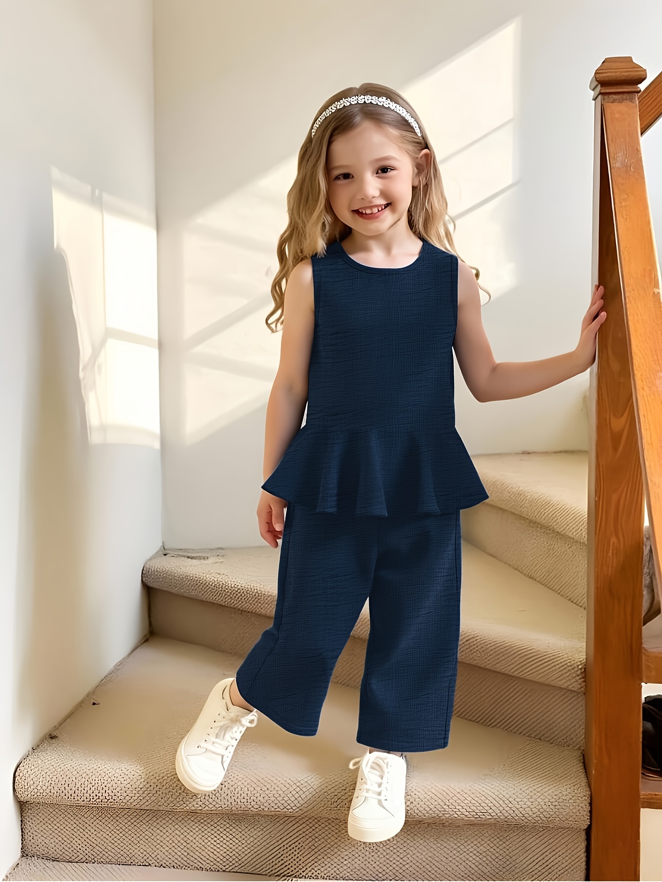 Ensemble Été Bébé Fille 2 Pièces – T-shirt Volants + Short Évasé – Tricot Doux & Respirant