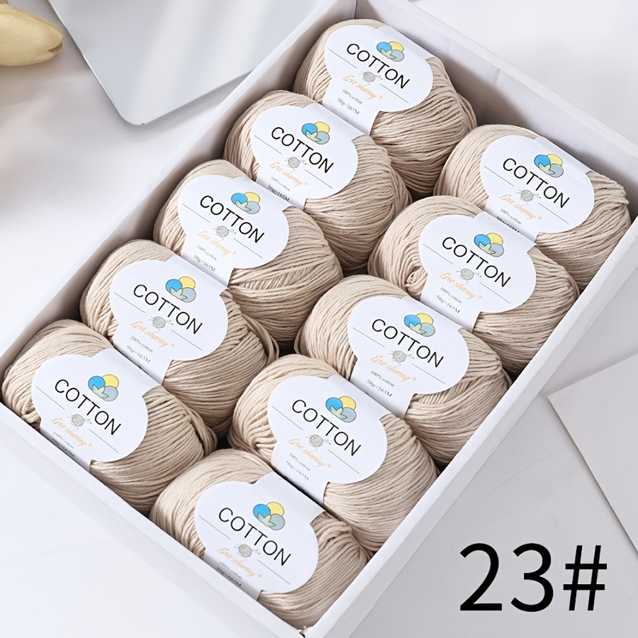 8-ply 100% Cotton Yarn, 1 Pack = 10 Balls = 500g, Suitable For Scarves, Hats, Sweaters, Coats & More, Vibrant Colors, Non-balling, Fade-resistant, No Shedding