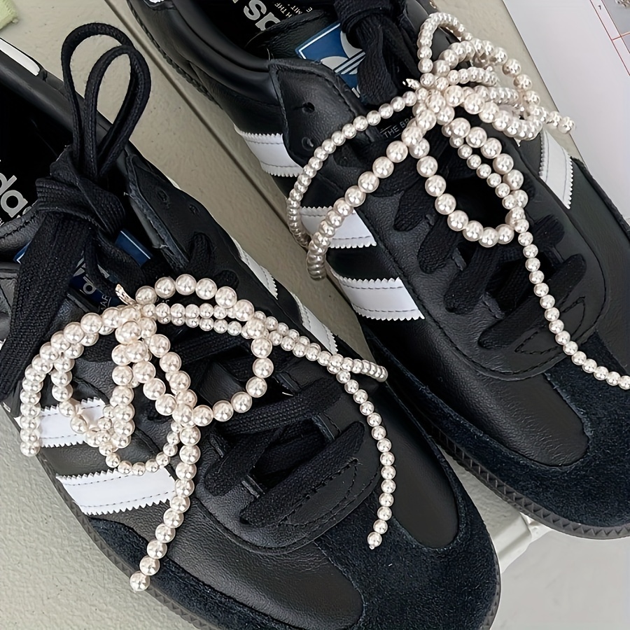 

1pc Pearl Tassel Shoe , Bow Pearl String Shoes Accessories