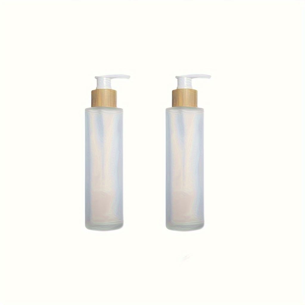 Image of 2pcs Frosted Plastic Pump Dispenser Bottles 3.38oz/5.07oz - Ideal For Lotion, Essential Oils & Makeup Remover | , Safe & Hygienic