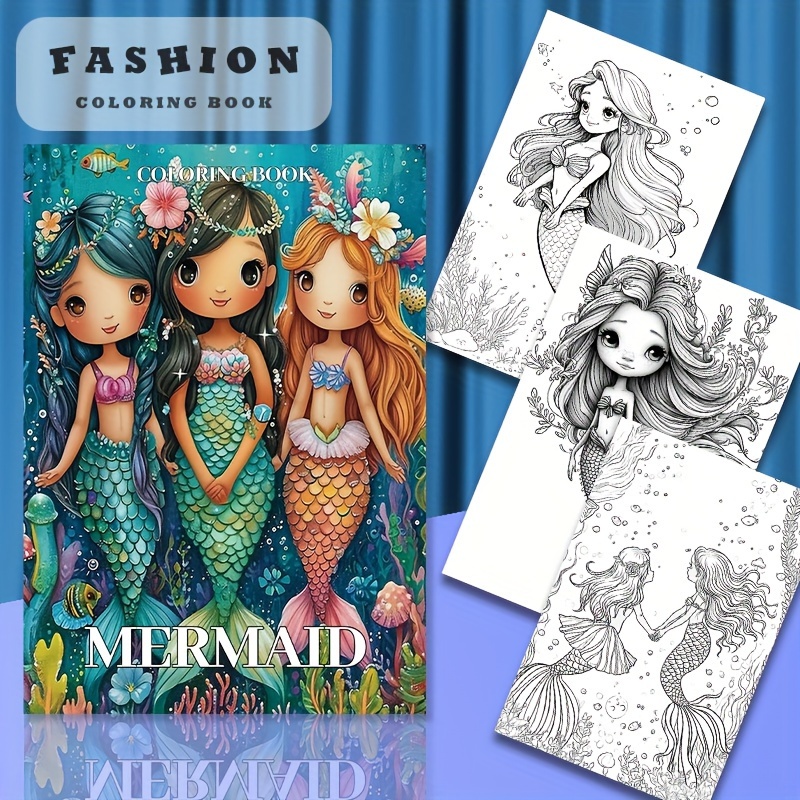 

Deluxe Mermaid Coloring Book - 22 Pages, Fun & Activity, Perfect Birthday Or Holiday Gift