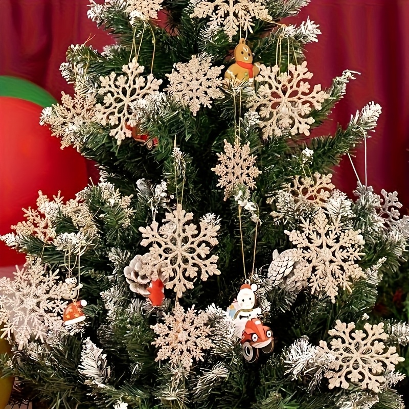 Image of 9pcs Pack Plastic -colored Snowflakes, Decorative Christmas Winter Ornaments, Hanging Snowflake Decorations, Suitable For Winter Christmas Tree