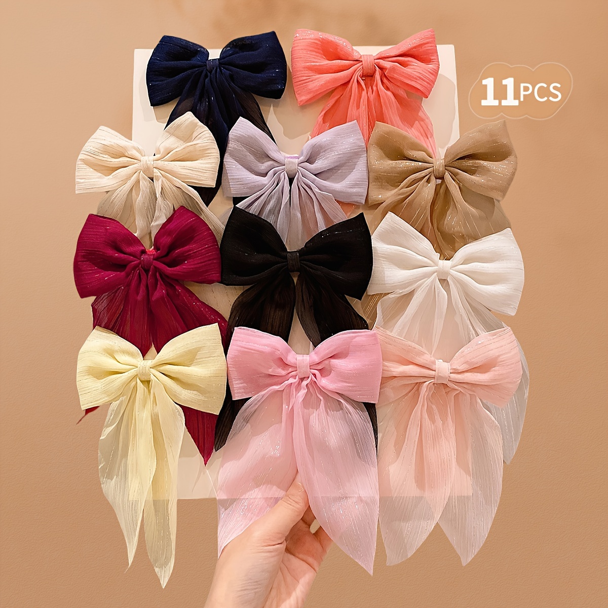 TEMU 11pcs Girls Hair Accessories, Bow Hair Clip Cute Sweet Headwear