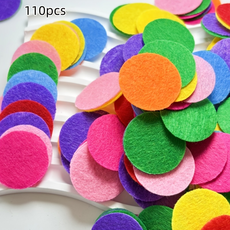 110pcs Colorful Round Non-woven Fabric, Party Decoration, Clothing Patch, Handmade Diy, Creative Collage