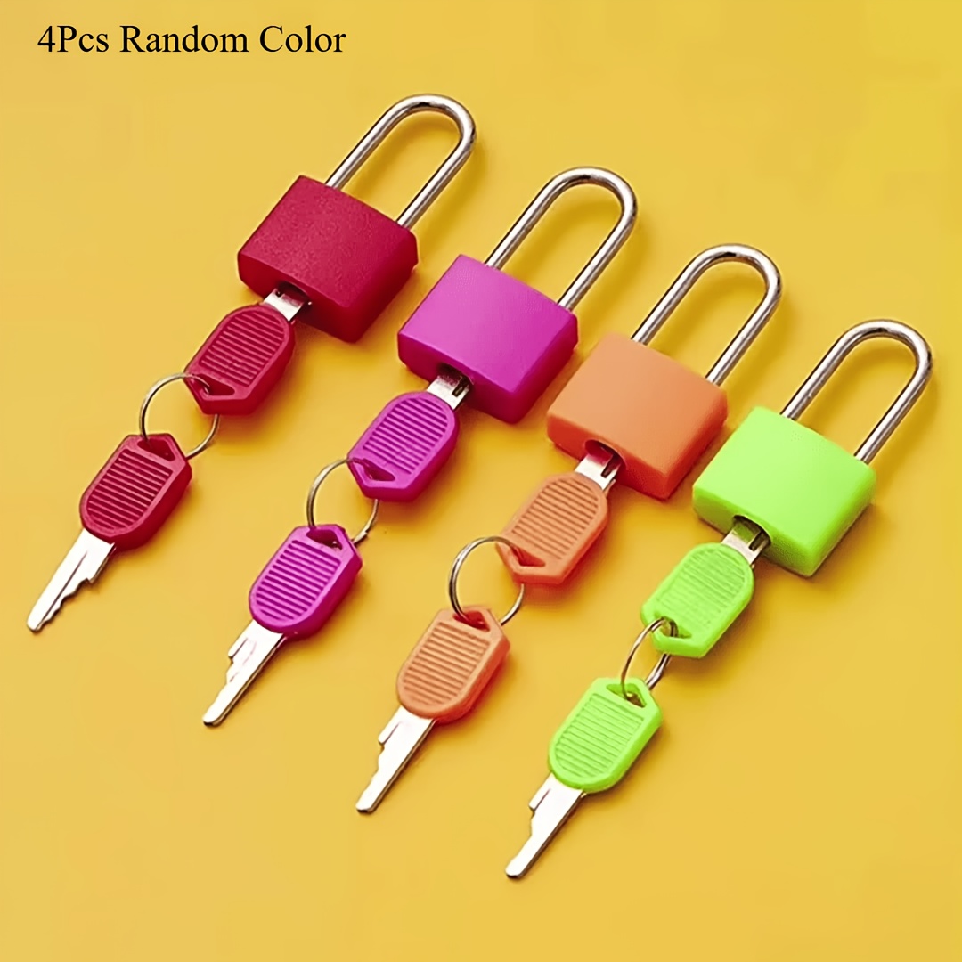 TEMU Lot de 4 cadenas de valise de couleurs aléatoires avec clés, cadenas en plastique, cadenas de valise, mini-cadenas multicolores, cadenas à clé