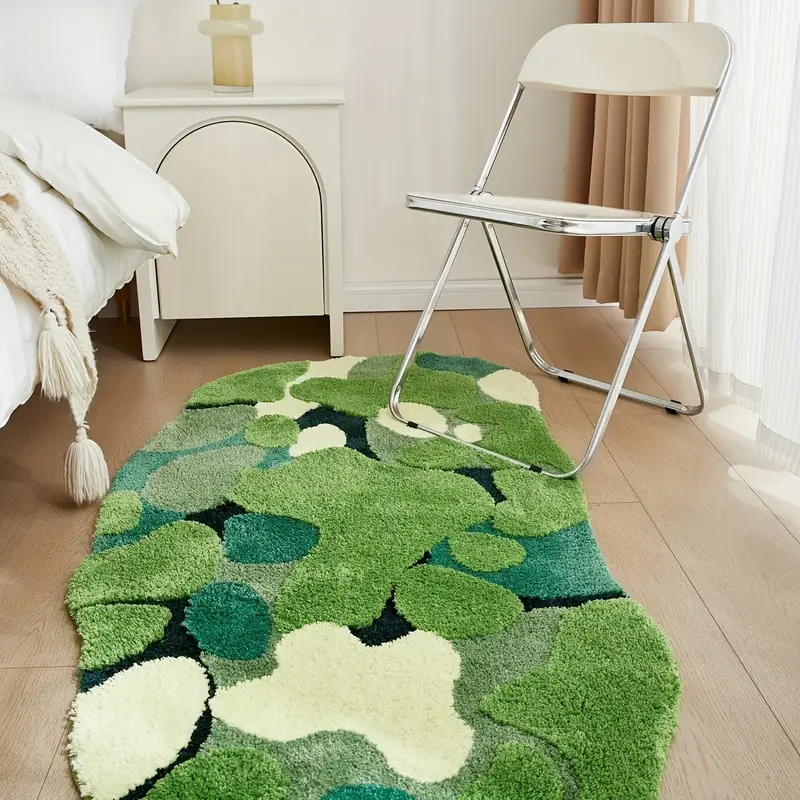 ultra soft plush moss shaped bath mat with non slip tpr backing super absorbent polyester machine washable rectangular rug for bathroom decor Product details 11