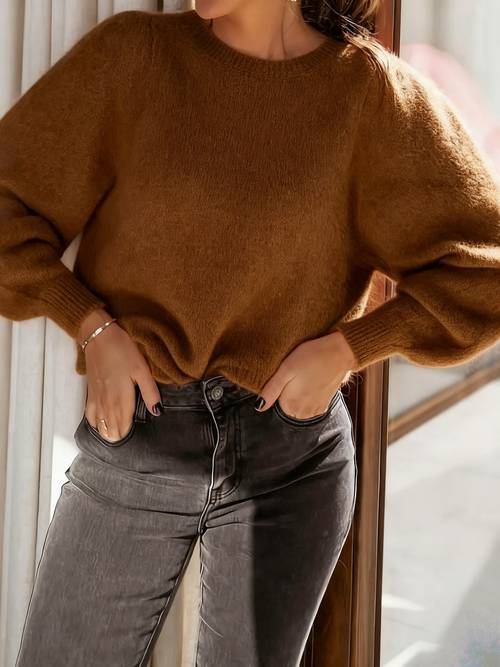 popular candy colored sweater womens autumn and winter casual versatile loose round neck warm knitwear