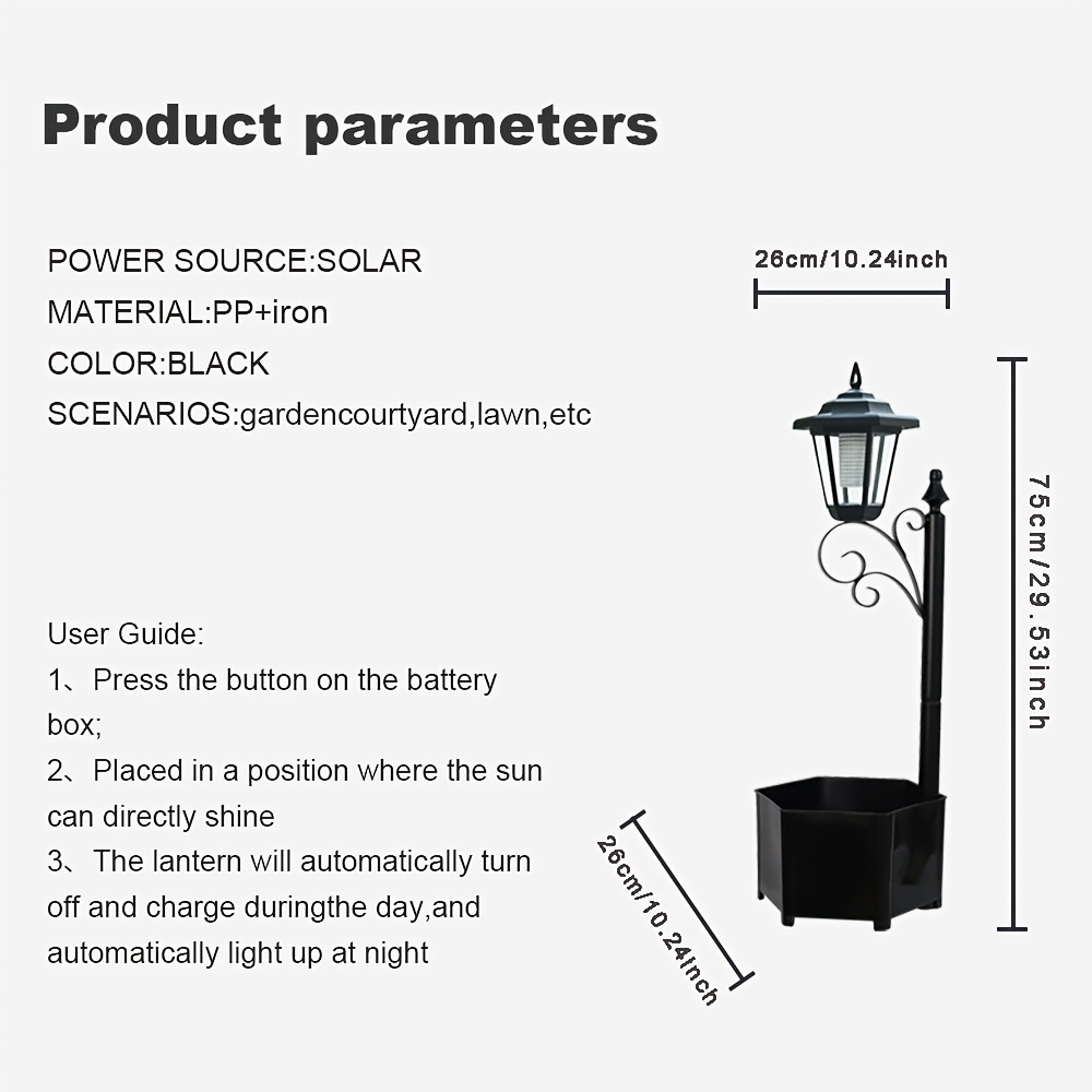 Image of 1pc/2pcs Solar Outdoor Floor Lamps With Planter - Ip44 Warm White Light, Automatically Lights Up Without Wiring Led Planters For Lawn, Patio, Front/back Door Decor