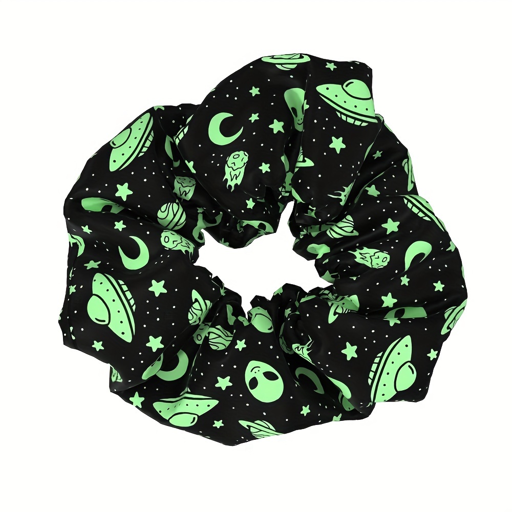 -themed Fabric Hair Ties Vintage Style With Bow Accent - Printed Elastic Hair Rings For Women, 14+ Age Group - Single Hair Scrunchie Accessory