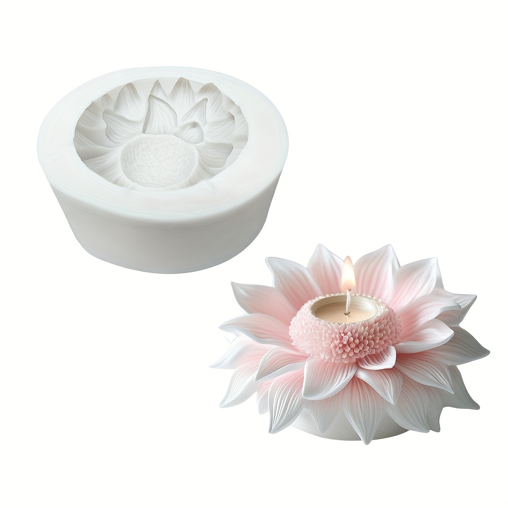 E-shop Silikonform in Sonnenblumenform, zum Erstellen von Kerzen, Harzgegenständen und Gipsarbeiten, ideal für Musik-Events, Valentinstag, Muttertag,