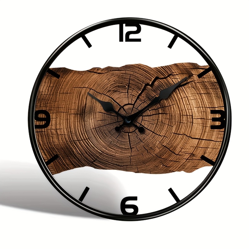 E-shop 1 Runde Wanduhr, Holz-Hohlraum-Design, Leise Nicht-Tickende Zeitmesser für Zuhause, Urlaubsdeko Geschenk