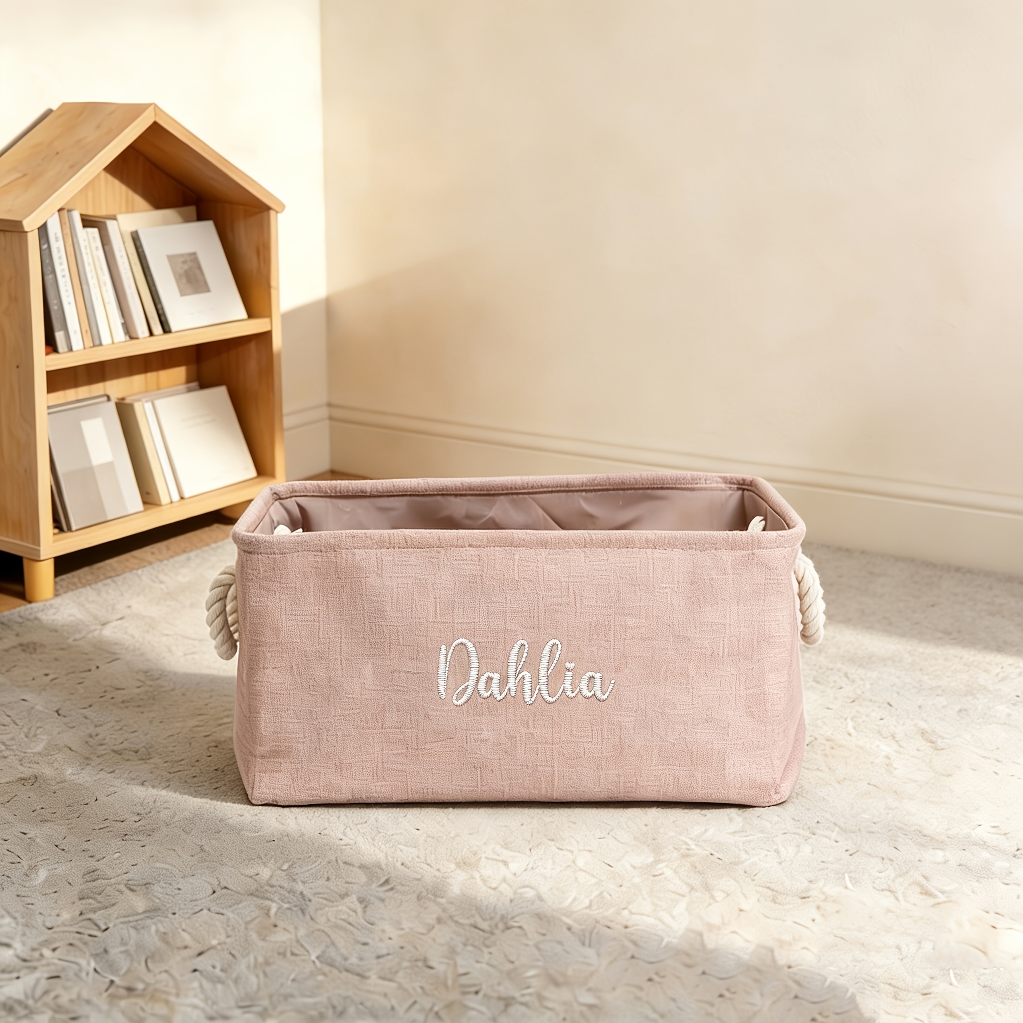 Personalized Embroidered Storage Basket with Handle