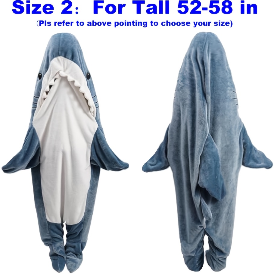 TEMU Shark Blanket Hoodie Onesie For , Soft Flannel Fleece Wearable Sleeping Bag Adult Shark Costume Pajamas Cosplay Lounge Wear For Halloween