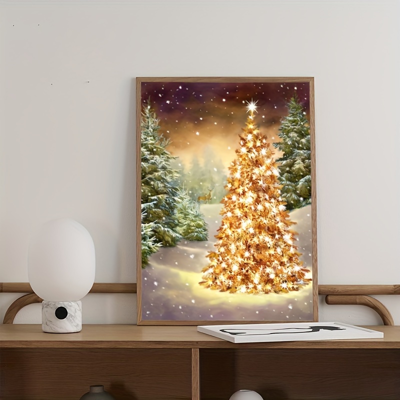 

1pc 5d Diy Artificial Full Round Diamonds Painting Set For Adults Beginners, Frameless Christmas Tree Pattern Diamonds Art For Home Wall Decoration And Gift 30*40cm