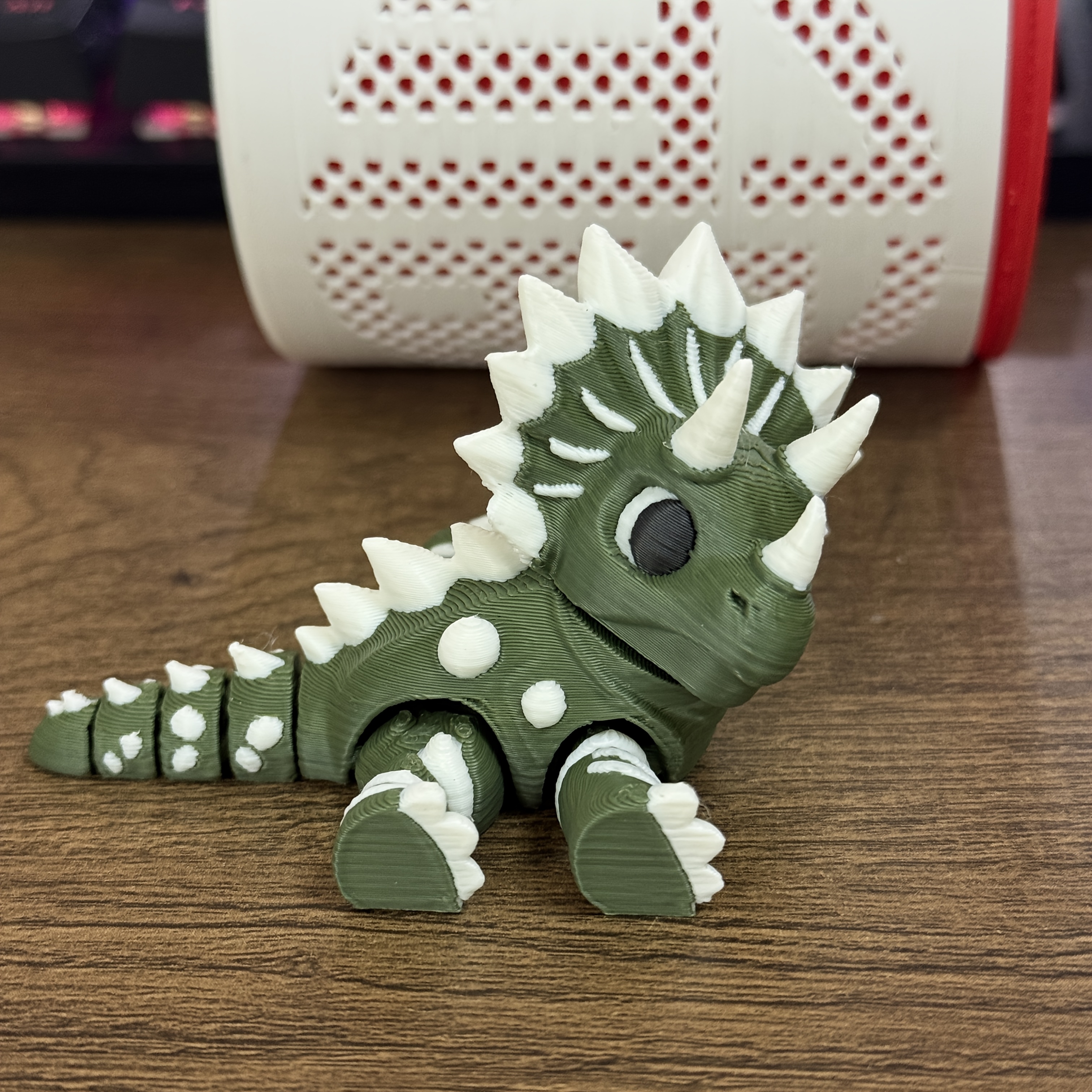 Image of Green Triceratops Statue Ornament - Decor Accent, Desktop Craft Art Piece, Suitable For Holiday Gifts