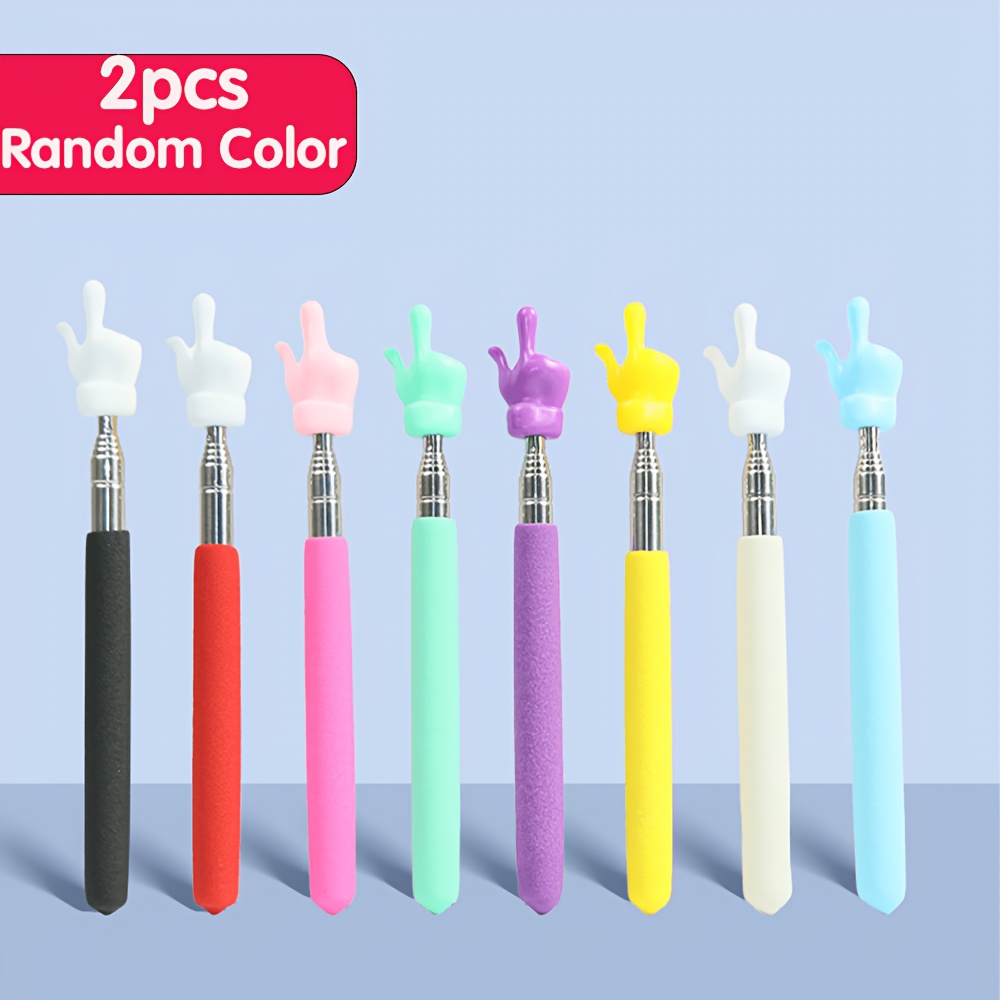 TEMU 2pcs Random Color Telescopic Classroom Presentation Pointer, Finger Tip Retractable Teaching Stick Portable Lightweight Interactive Whiteboard