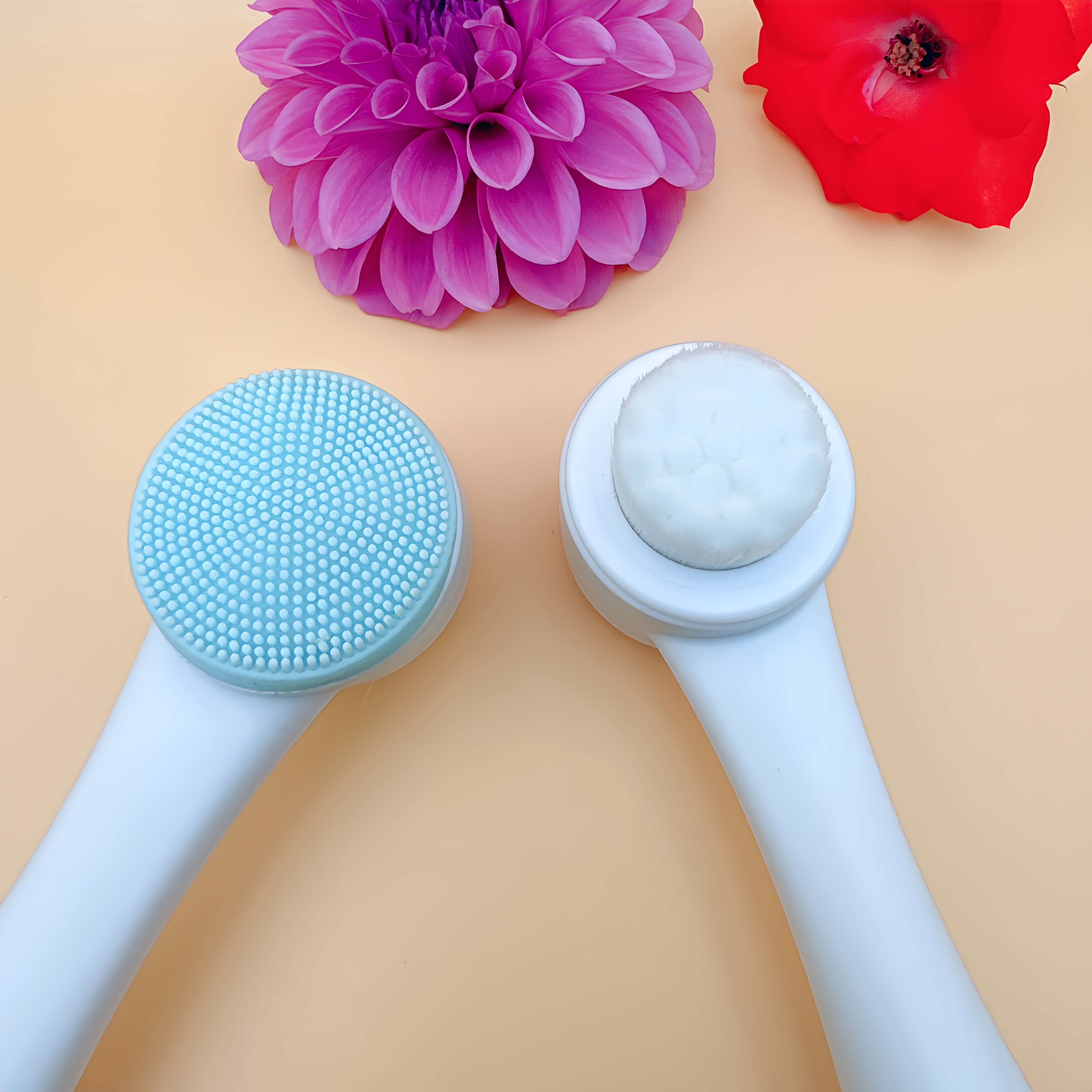 3D Facial Cleansing Brush with Dual Sides, Handheld Exfoliating Scrubber for The Face, Ideal for And Massage, Featuring Soft Hair And Cleanser