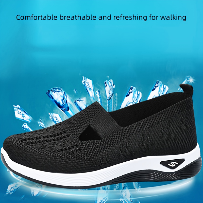 

Women's Breathable Knit Sneakers, Casual Slip On Outdoor Shoes, Comfortable Low Top Shoes