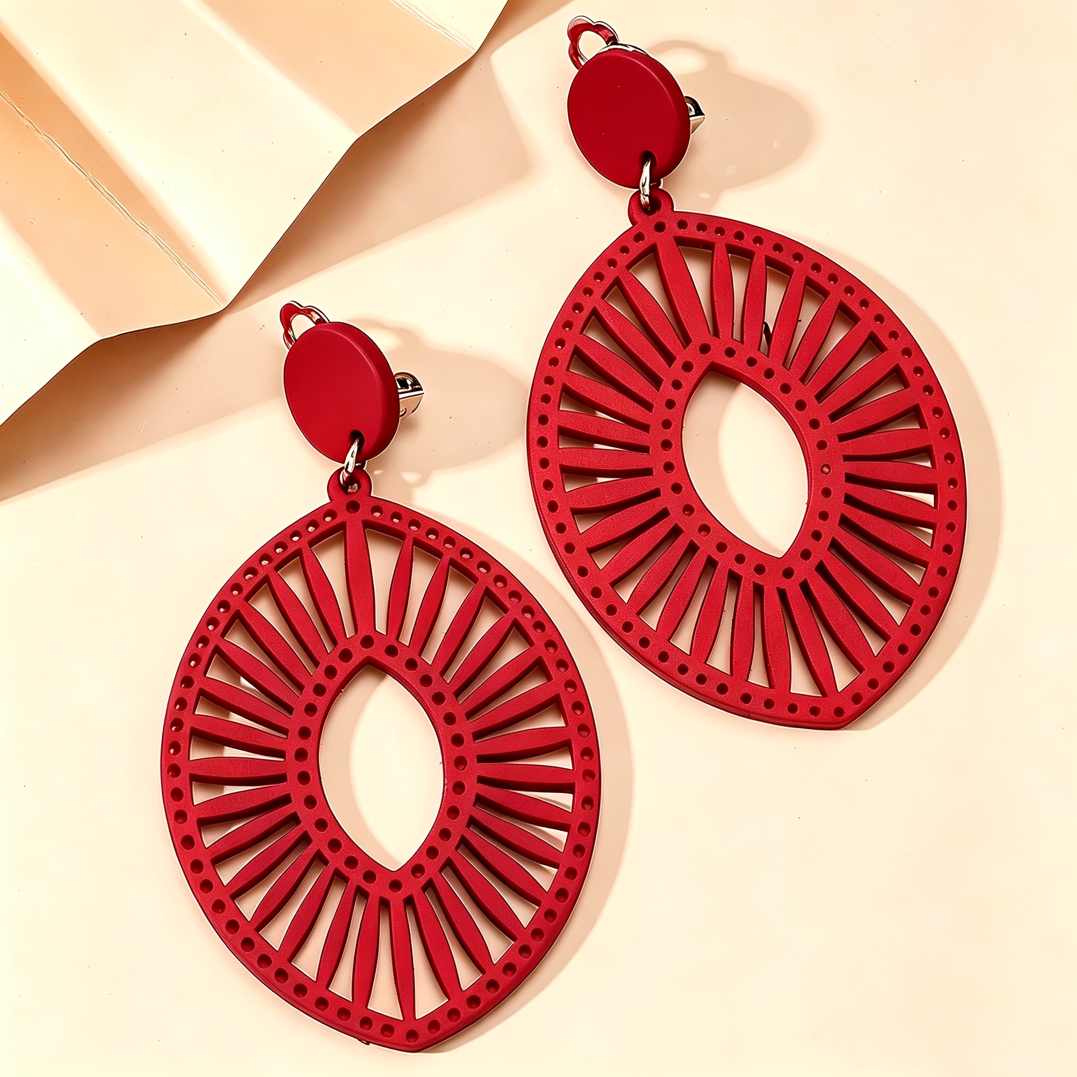 TEMU Aretes de Madera Geométricos Negros Estilo Bohemio Vintage Europeo y Americano para Mujer, Par de Clip de Moda
