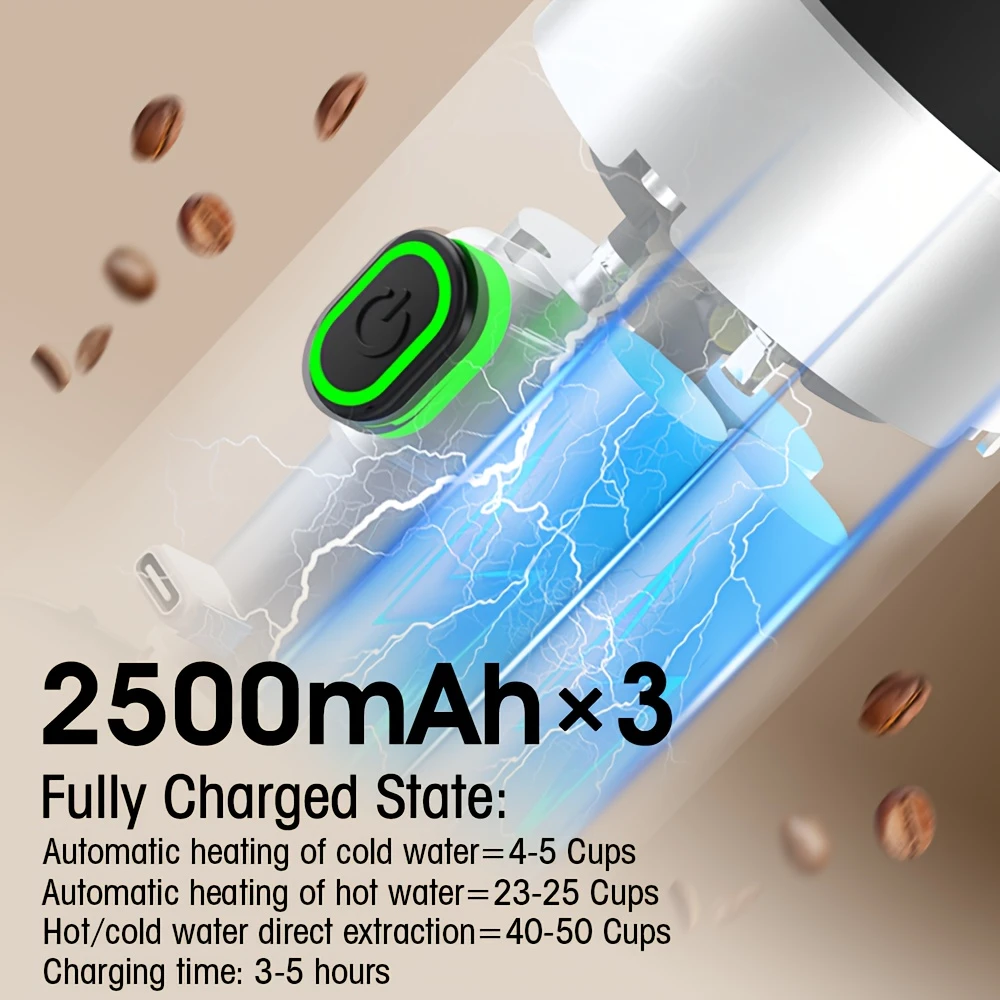 portable machine travel coffee maker for camping car coffee maker self heating with type c hot and cold brew compatible with ground coffee capsule coffee for rv hiking office details 2