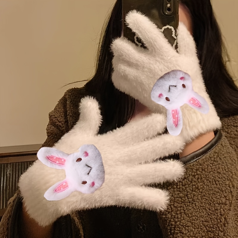 Cozy Bunny Pattern Gloves for Women, Perfect for Everyday Use