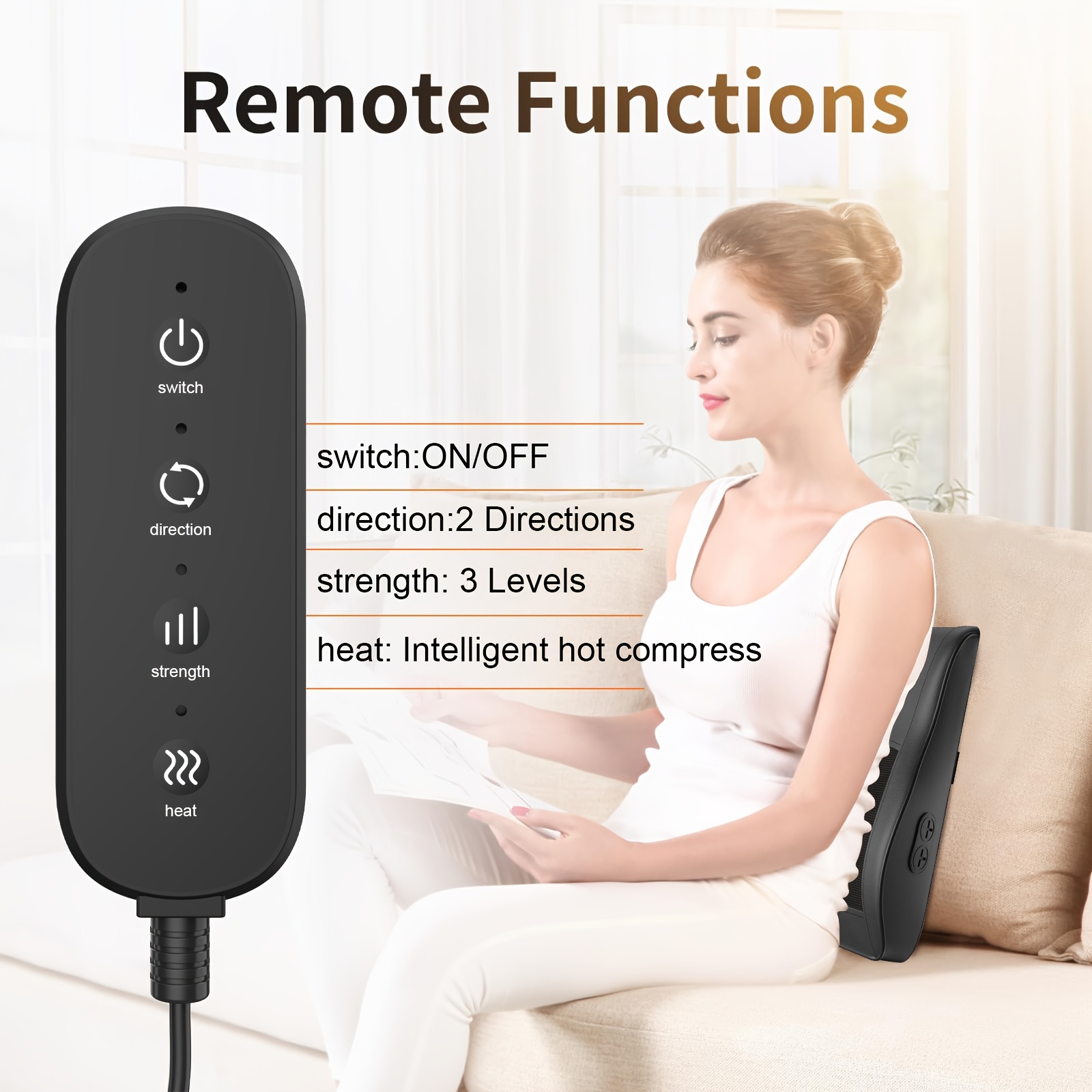 MASSTECK Masseur de dos Shiatsu avec chaleur, conçu pour les tissus profonds du cou, des épaules et du dos, offre 3 modes de massage et 2 niveaux de chauffage, offrant une expérience de pétrissage 3D pour le corps, parfait comme cadeau pour les mères, les pères, les femmes