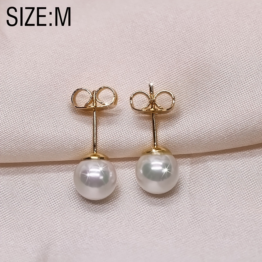 TEMU A Pair Of Gold-plated Pearl Earrings, Women's Stud Earrings, A Jewelry Gift