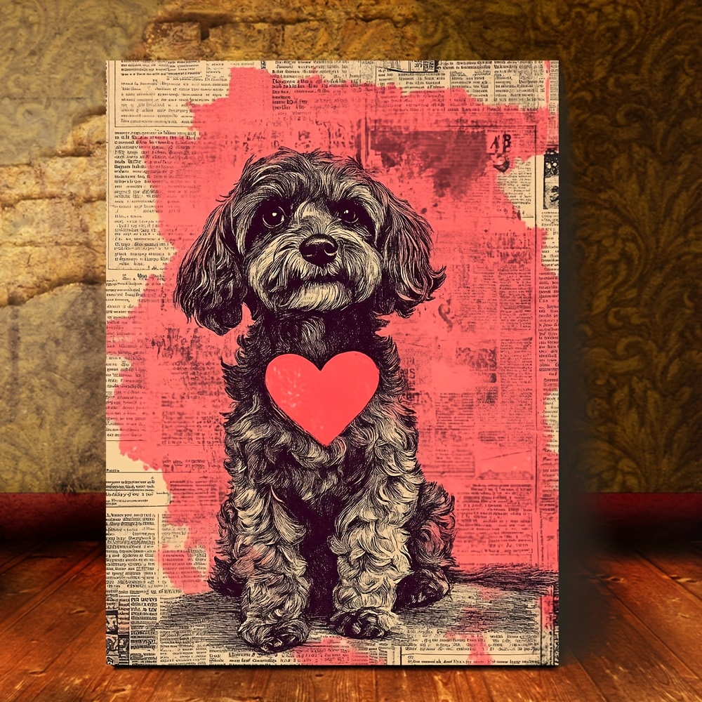 

1pc Canvas Wall Art With Wooden Frame 11.8x15.7inch, Cavoodle Cockapoo, , For Living Room, Bedroom, Office, More For Fadacai1107