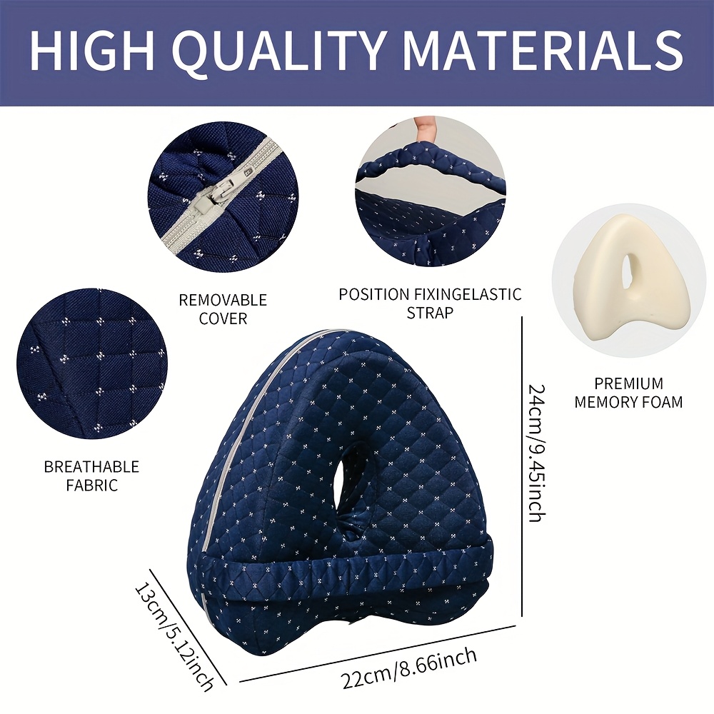 1pc leg pillow for side sleepers memory foam knee leg support cushion with adjustable strap removable washable cover aid for back snoring   grade bed aid Product details 3